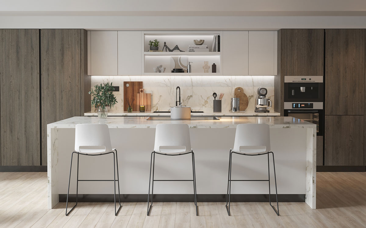 Vintage Oak and White Island Kitchen Kitchenspace